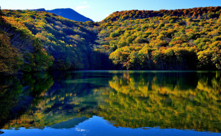 Lake trees mountain blue sky 2 - murata range free wallpaper