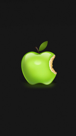 Green apple bite leaf top - a green apple free wallpaper