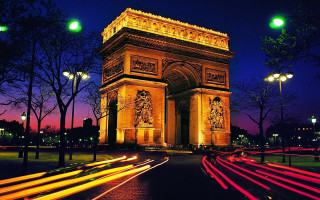 Tall monument clock nighttime lights - paris school free wallpaper for desktop