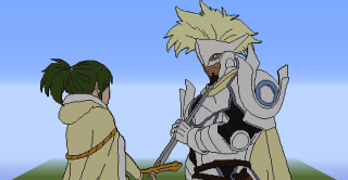 Cartoon two people swords armor - one person free wallpaper