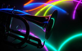 Trumpet neon lights horn foreground - a trumpet free wallpaper