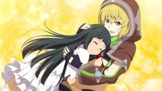 Anime couple hugging yellow bubbles - bubble free wallpaper for desktop