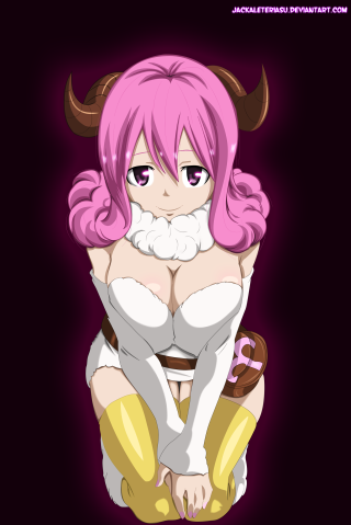 Cartoon character pink hair horns 2 - a stool free wallpaper for mobile