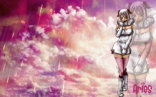 Anime couple hugging rain pink - a couple of anime characters free wallpaper