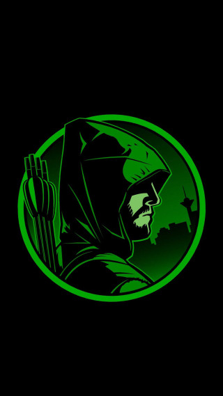 Green arrow man black background - vector art free wallpaper for mobile