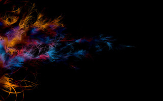 Colorful feathers black background side - fractal free wallpaper