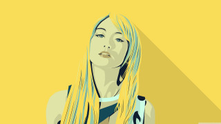 Blonde woman blue top looking - illustration free wallpaper