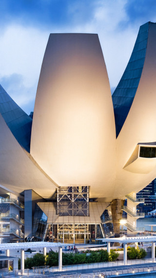 Large building white structure night - architecture free wallpaper for mobile