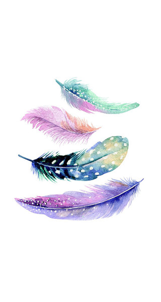 Three feathers white spots flying - a watercolor painting free wallpaper