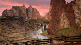 River valley fence pink sky - american romanticism free wallpaper for desktop