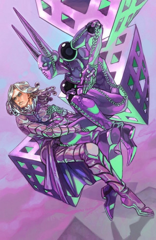 Woman purple outfit swords purple - cubism free wallpaper