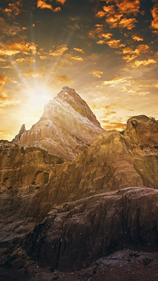 Mountain tall peak sun shining - free mountains wallpaper for mobile
