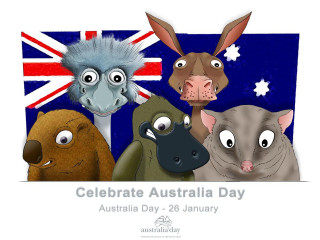 Animals flag celebrate australia day - below them free wallpaper