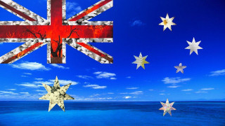 Flag ocean sky clouds stars - a blue sky free wallpaper for desktop