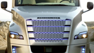 Large truck desert road mountain - a road next free wallpaper