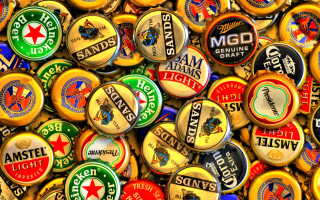Beer caps tilt shift neoplasticism - different logo free wallpaper