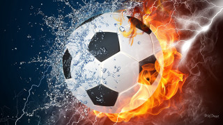Soccerball firewater embers starry night - line free wallpaper