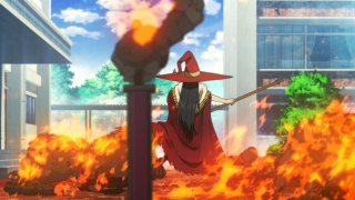 Woman witches hat fire broom - a broom free wallpaper