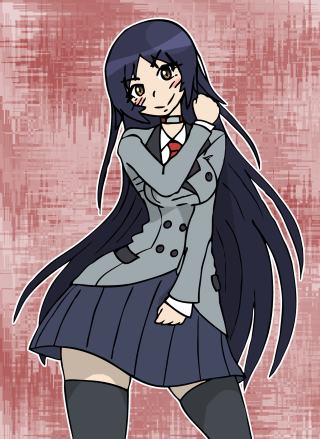 Girl school uniform black hair - digital art free wallpaper for mobile