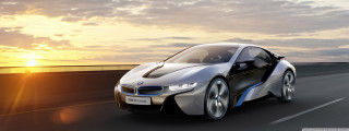 Bmw concept car highway sunset - a highway free wallpaper