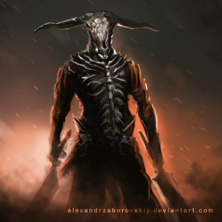 Demonic horned demon huge head - epic fantasy character art free wallpaper for tablet