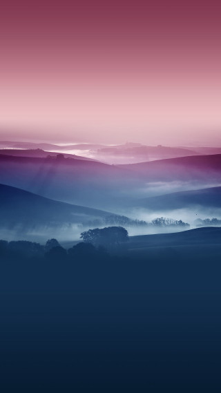Foggy valley red sky pink - foggy free wallpaper for mobile