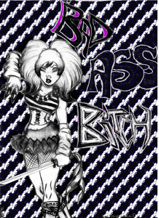 Girl sword crown drawing art - punk art free wallpaper for mobile