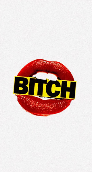 Red lip yellow stripe bitch - expressive free wallpaper for mobile