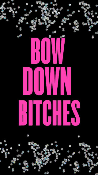 Bow down bitches black background - feminist art free wallpaper