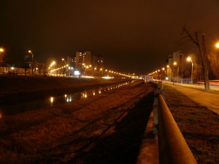 Night city street bridge river - the road free wallpaper