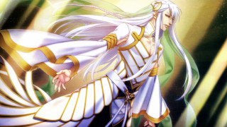 Woman white dress white bird - a yellow border free wallpaper