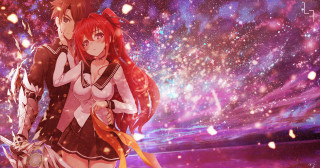 Anime couple stars purple background 3 - a couple of anime characters free wallpaper