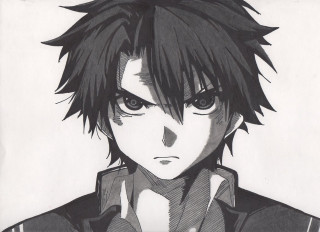 Man black hair black shirt 2 - a drawing of a man free wallpaper