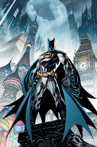 Batman standing on ledge cityscape - a cityscape free wallpaper for mobile