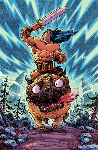 Cartoon man riding monster sword - huge free wallpaper for mobile