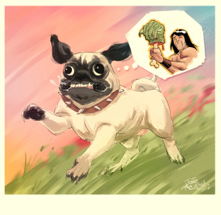 Cartoon dog running fist wrestler - anton fadeev free wallpaper for tablet