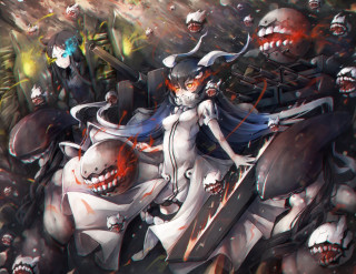 Woman sword demonic monsters forest - madhouse free wallpaper for desktop