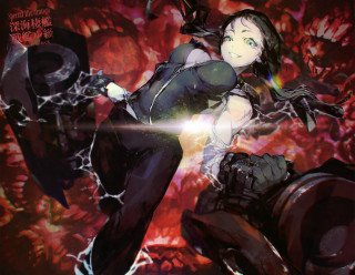 Woman black suit gun red - cushart krenz free wallpaper