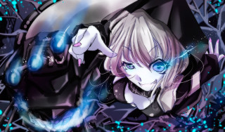 Anime blueeyes blackhat jacket glowing - a blue eye free wallpaper