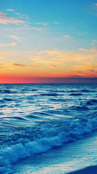 Sunset ocean beach waves crashing - a beach free wallpaper for mobile