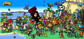 Cartoon people field castle sky - a cartoon of a bunch free wallpaper