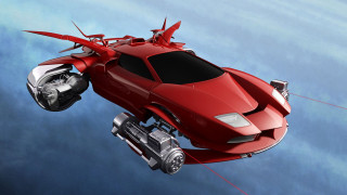 Red car flying string wing - end free wallpaper