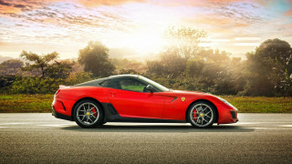 Red sports car forest sunset - bernardo cavallino free wallpaper for desktop