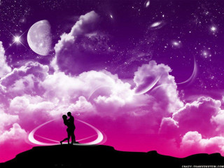 Couple hill purple sky stars 3 - a couple standing free wallpaper