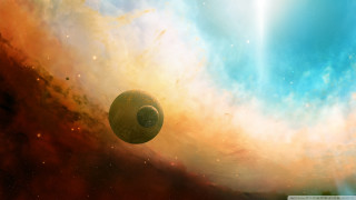 Star sky painting bright blue - matte painting concept art free wallpaper for desktop