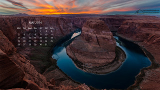 Calendar river sunset clouds sky - a calendar free wallpaper for desktop