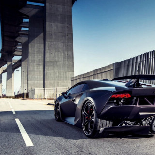 Black sports car parked bridge 2 - free cars wallpaper for tablet