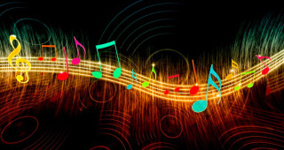 Colorful musical note black background 2 - musical free wallpaper for desktop