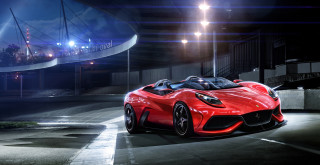 Red sports car tunnel night 2 - the ceiling free wallpaper for desktop