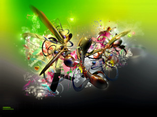 Colorful abstract dragon musical notes - a dragon free wallpaper for desktop